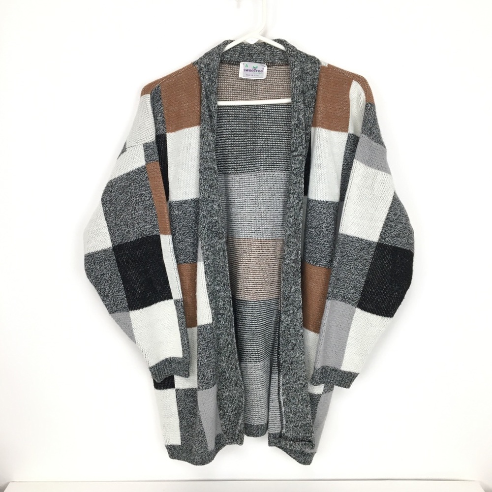 A sweet tee original square patterned cardigan L